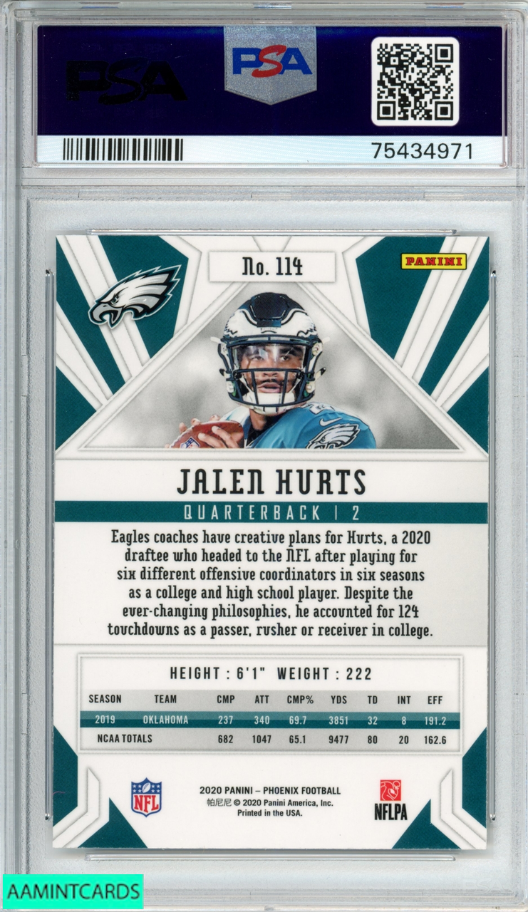 2020 PANINI PHOENIX JALEN HURTS #114 FIRE BURST ROOKIE RC PSA 10 GEM MT 75434971